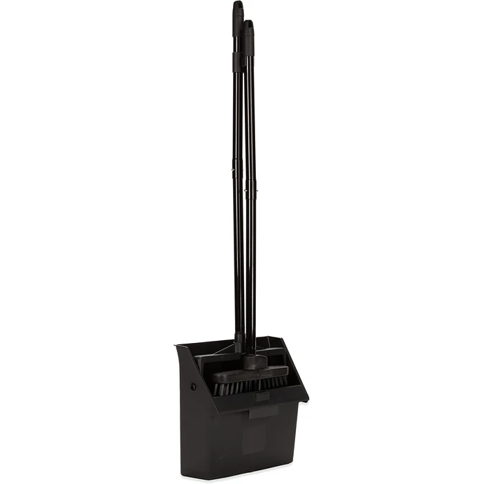 Carlisle FoodService Products Duo-Pan Lobby Broom and Dustpan Set - 36" Upright Broom with 2-Piece Handle and Pivoting Pan - Compact Commercial Floor Tool for Tight Spaces, Black by Carlisle FoodService Products - Used - Very Good condition - US$21.60