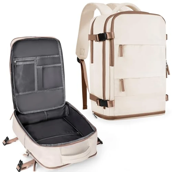 coowoz Travel Backpack For Women Men,Carry On Backpack,Hiking Backpack Outdoor Sports Rucksack Casual Daypack travel essentials(Beige Brown) by coowoz - Used - Like New condition