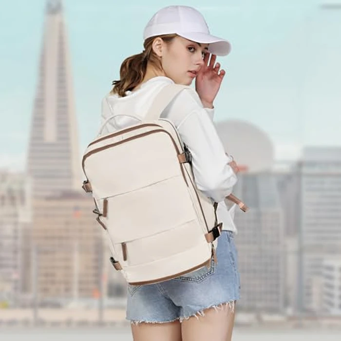 coowoz Travel Backpack For Women Men,Carry On Backpack,Hiking Backpack Outdoor Sports Rucksack Casual Daypack travel essentials(Beige Brown) by coowoz - Image 8