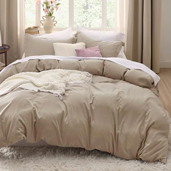 Bedsure Oversized King Duvet Cover - 3 Pieces Prewashed Cotton-Like Extra Soft Bedding Set, Includes 1 Duvet Cover 120x98 Inches with Zipper Closure & 2 Pillow Shams, Hazel, Comforter Not Included by Bedsure - Image 1
