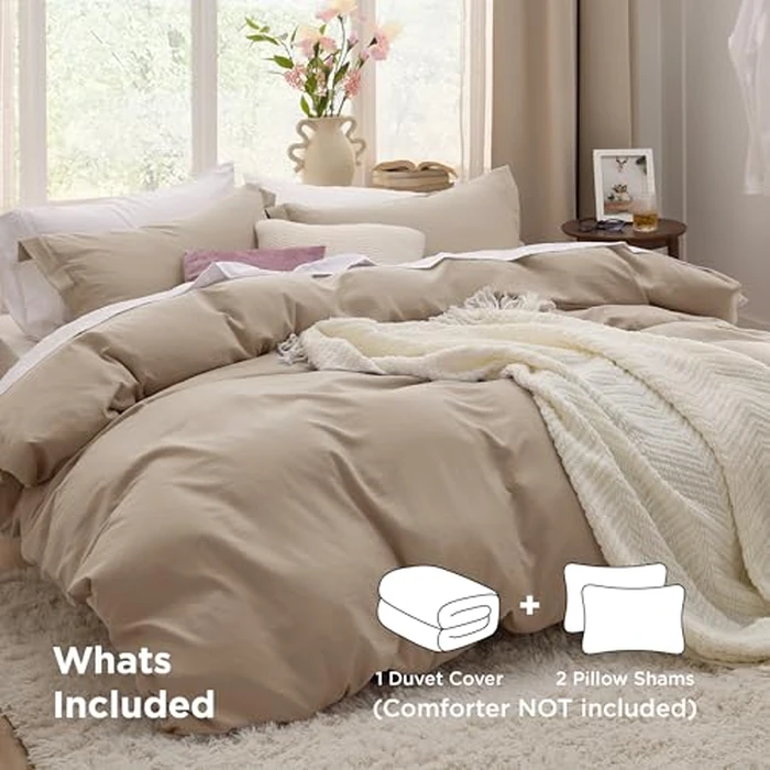 Bedsure Oversized King Duvet Cover - 3 Pieces Prewashed Cotton-Like Extra Soft Bedding Set, Includes 1 Duvet Cover 120x98 Inches with Zipper Closure & 2 Pillow Shams, Hazel, Comforter Not Included by Bedsure - Image 2