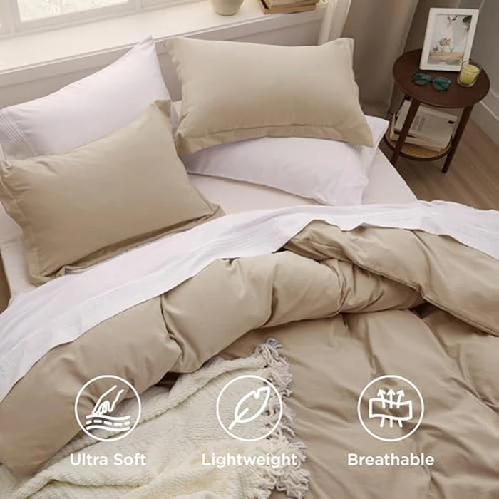 Bedsure Oversized King Duvet Cover - 3 Pieces Prewashed Cotton-Like Extra Soft Bedding Set, Includes 1 Duvet Cover 120x98 Inches with Zipper Closure & 2 Pillow Shams, Hazel, Comforter Not Included by Bedsure - Image 4