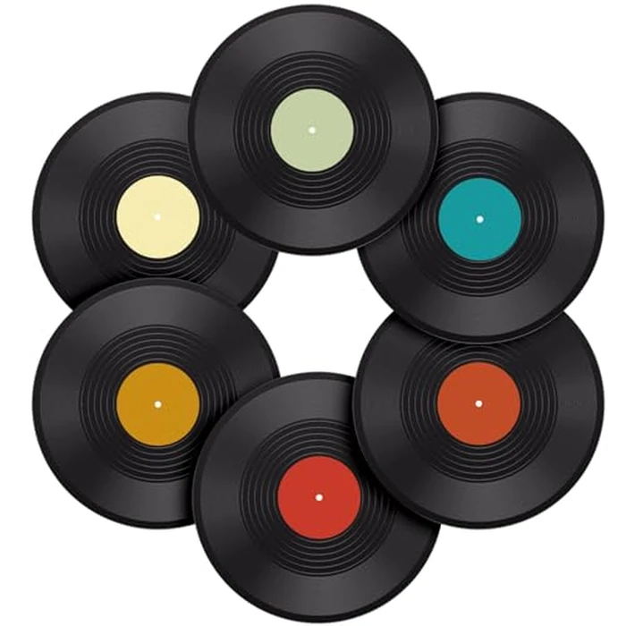 Facmogu 6 Pack 12in Blank Vinyl Record Decor, Fake Vintage Record for Indie Wall Aesthetic Room Decor, 70s 80s 90s Rock & Roll Music Party Decor, Retro Records for Home Living Room, Craft Display Decoration by Facmogu - Used - Like New condition - US$17.41