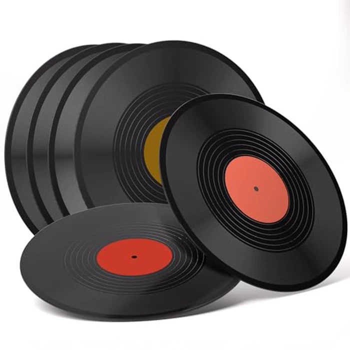 Facmogu 6 Pack 12in Blank Vinyl Record Decor, Fake Vintage Record for Indie Wall Aesthetic Room Decor, 70s 80s 90s Rock & Roll Music Party Decor, Retro Records for Home Living Room, Craft Display Decoration by Facmogu - Image 9