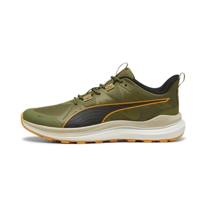 Puma Men's Reflect Lite Trail Sneaker, Olive Green-Putty-Clementine, 14 by PUMA - Used - Like New condition