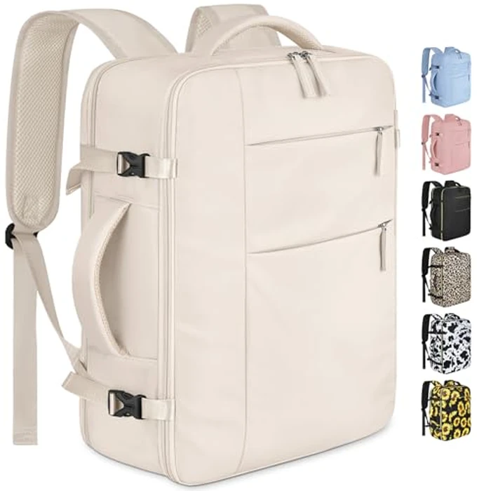 Capolo Travel Backpack for Women Men Waterproof Laptop Backpack Airlines Approved Carry On Backpack Bag Computer Bookbag for Business, Work, Traveling Fits 15.6 Inch Laptop(Beige) by Capolo - Used - Very Good condition