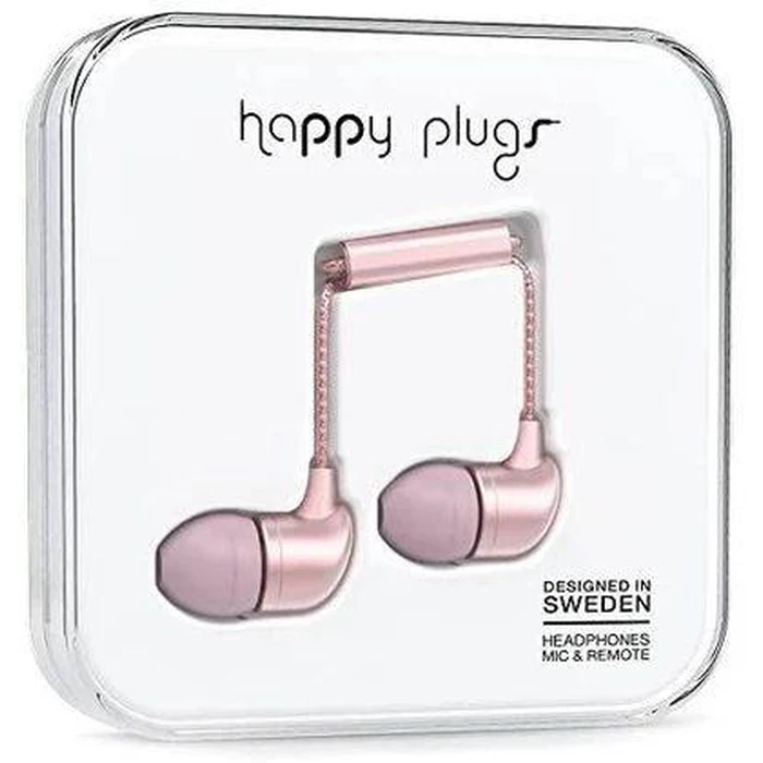 Happy Plugs Fashion-Tech In-Ear Headphones with Mic and Remote - Pink Gold by Happy Plugs - Refurbished - Excellent condition