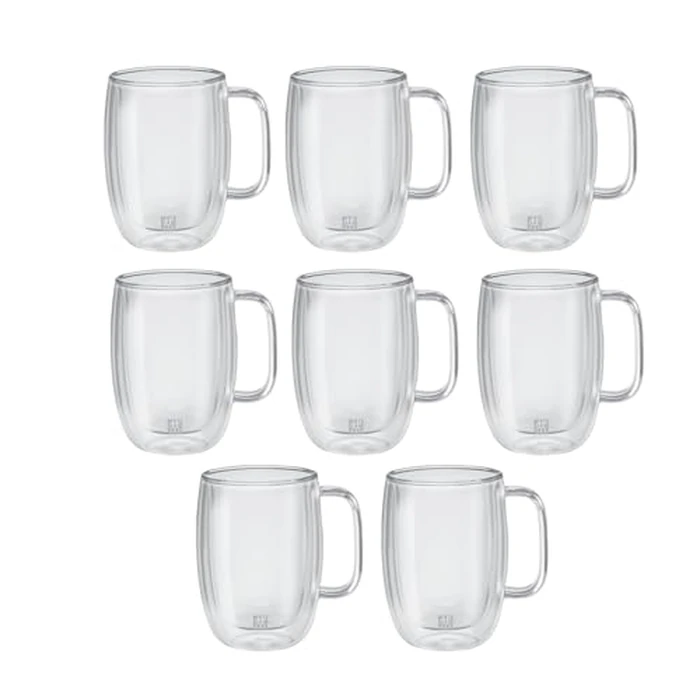 ZWILLING Sorrento Plus 8 Piece Insulated Double-Wall Glass Latte Mug Set - Value Pack, Clear, 39500-126 by ZWILLING - Used - Like New condition - CA$110.69
