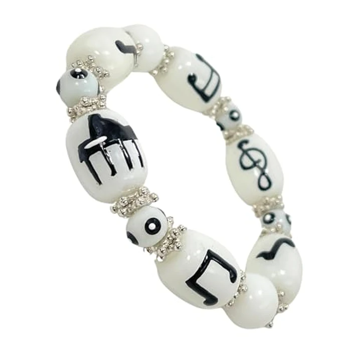 fiona Piano Music Notes Bracelet - Glass Beaded Strand, Hand-Painted Icon - Teacher Appreciation Gift, Women's Accessory by fiona - Used - Like New condition - US$13.30