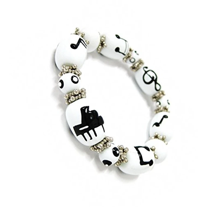 fiona Piano Music Notes Bracelet - Glass Beaded Strand, Hand-Painted Icon - Teacher Appreciation Gift, Women's Accessory by fiona - Image 3