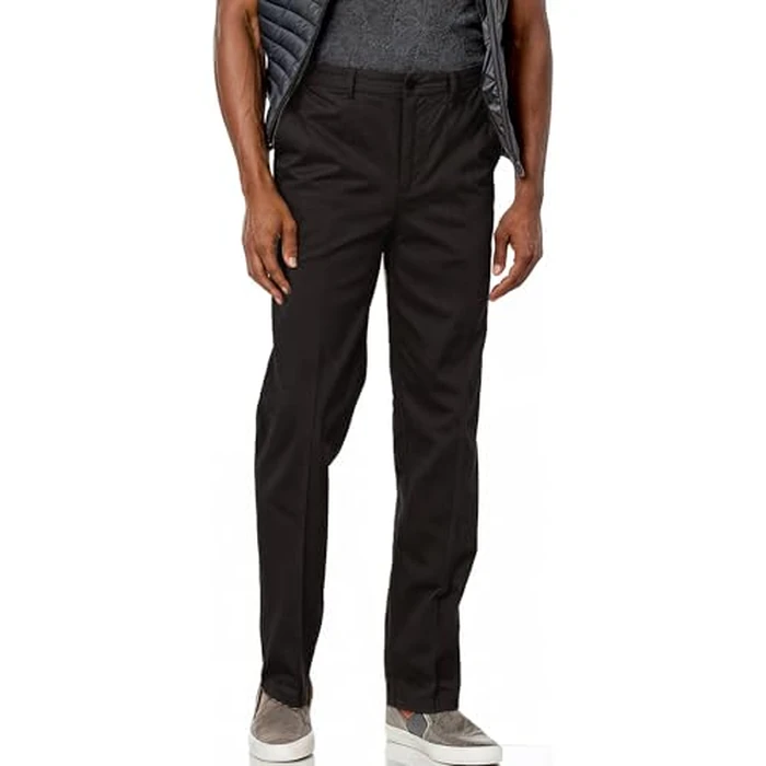 Savane Men's Flat Front Stretch Ultimate Performance Chino Pants with Expandable Waistband (Waist Size 30 - 40 Big & Tall), 42W x 29L, Ultimate Black by Savane - Used - Like New condition