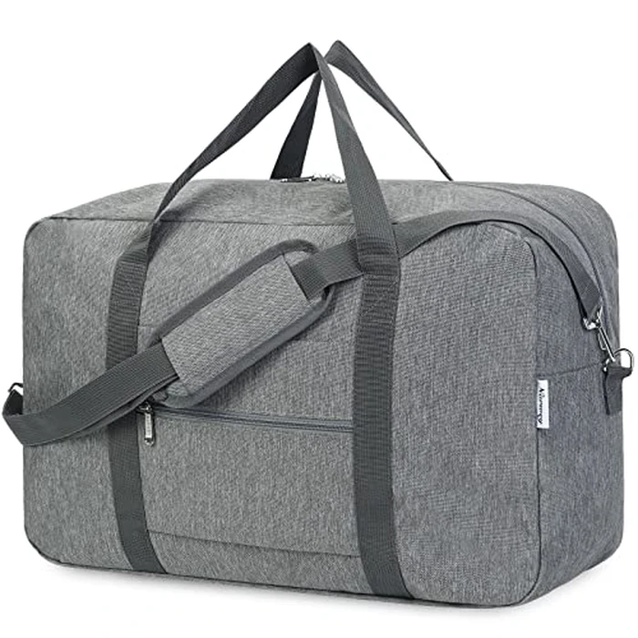 Narwey Foldable Carry on Luggage 22x14x9 Airline Approved Duffle Bag for Travel Packable Duffel Bag for Traveling Airplane for Women and Men 40L (Grey (With Shoulder Strap)) by Narwey - Used - Very Good condition - US$17.21