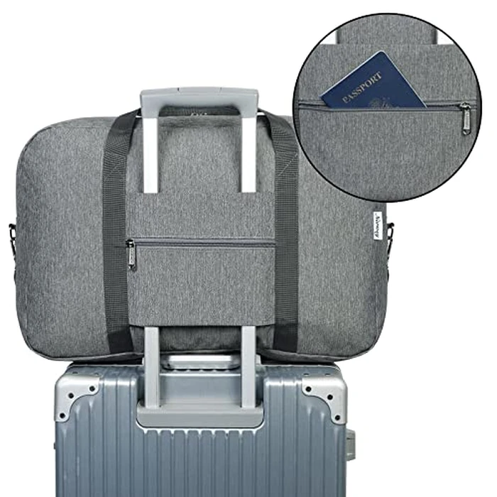 Narwey Foldable Carry on Luggage 22x14x9 Airline Approved Duffle Bag for Travel Packable Duffel Bag for Traveling Airplane for Women and Men 40L (Grey (With Shoulder Strap)) by Narwey - Image 5