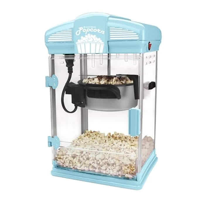 West Bend Stir Crazy Movie Theater Popcorn Popper, Gourmet Popcorn Maker Machine with Nonstick Popcorn Kettle, Measuring Tool and Popcorn Scoop for Popcorn Machine, 4 Qt., Blue by West Bend - Used - Like New condition - US$73.09