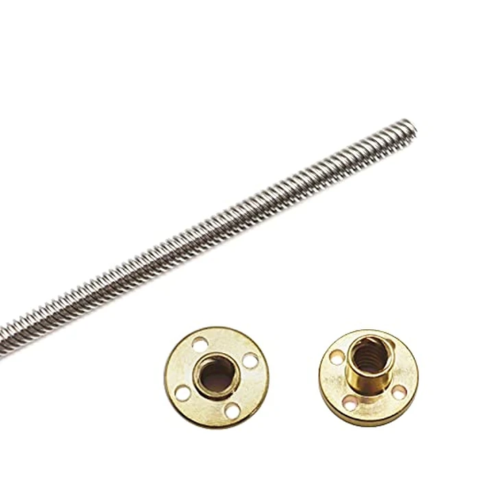 2pcs 450mm Tr8X8 Lead Screw with T8 Brass Nut for 3D Printer Machine Z Axis(Acme Thread, 2mm Pitch, 4 Start, 8mm Lead) by akkacm - Image 3