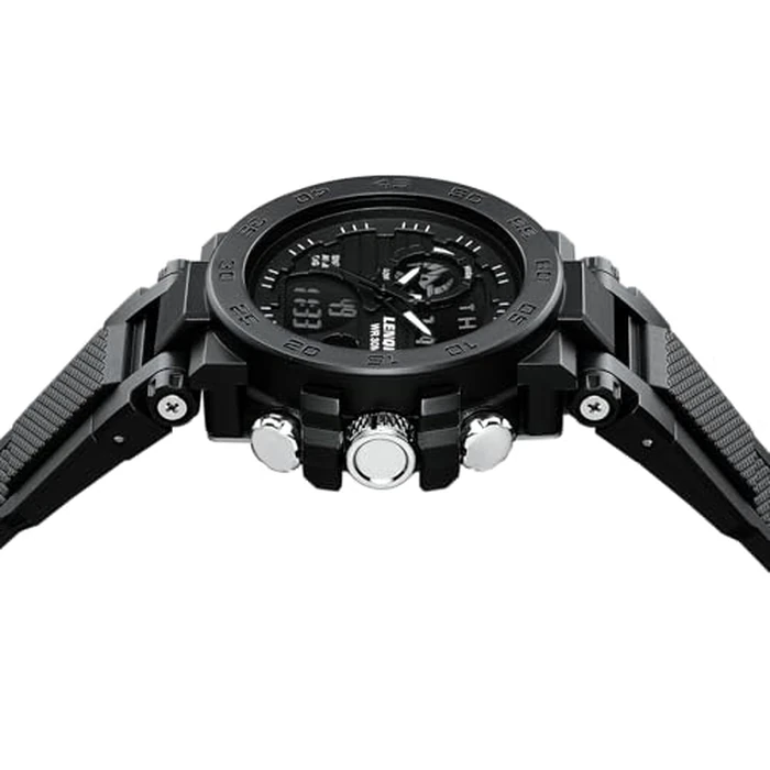 LN LENQIN Mens Watches Digital Military Watch for Men Stopwatch Army Survival Tactical Sports Outdoor Big Face Waterproof Men's Wrist Watches with LED Backlight/Timer/Alarm/Date (Black) by LN LENQIN - Image 3