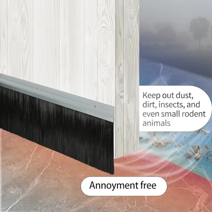 10 Pack Retsun Door Brush Seal Strip, 2.5"W x 39.37"L Aluminum Frame with Durable PP Bristles, Draft Proof Dustproof Weatherproof & Pest Control for Exterior Garage Doors (32.8ft Total, 2.5'',10) by Retsun - Image 6