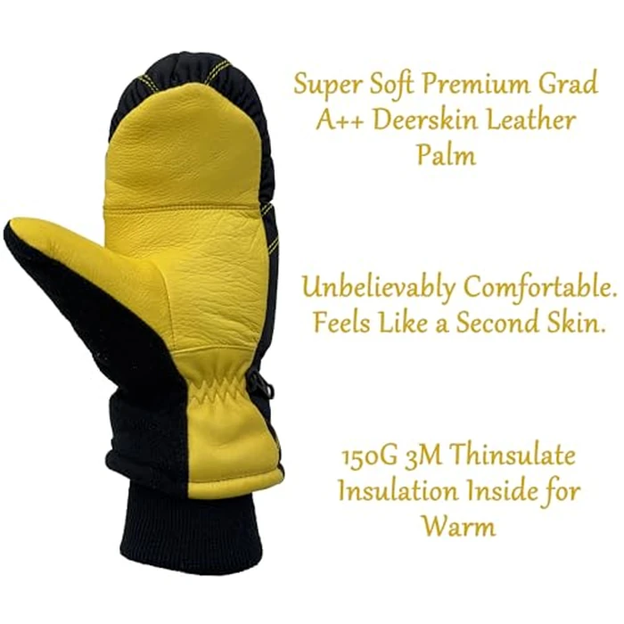 SKYDEER Mittens for Men and Women, Winter Gloves with Deerskin Leather and 150G 3M Thinsulate Insulation for Skiing Running Driving Cycling Hiking Biking Outdoor Sports Daily Work (SD8754M/S) by SKYDEER - Image 5