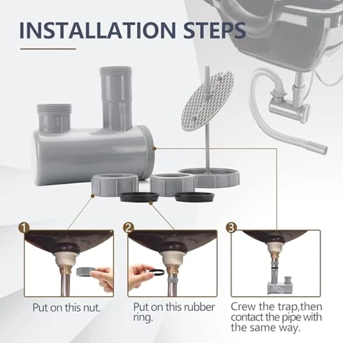 LukLoy 2 Pack Universal Salon Hair Trap P Trap for Shampoo Bowl Sink, 1-1/2" PVC Catch Chamber for Barber Backwash Sink, Beauty Barber Salon Equipment, Secure Fit, Easy Clean, Grey by LukLoy - Image 7