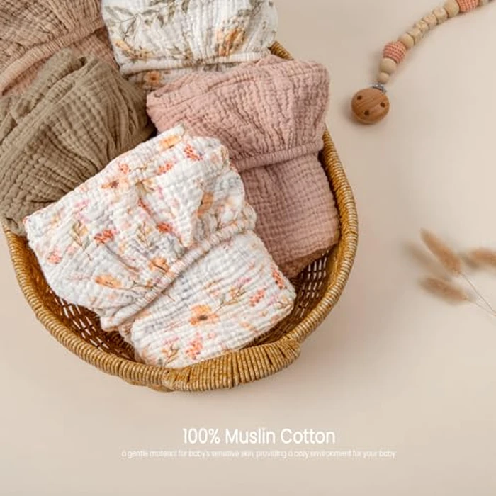 lulumoon Muslin Bassinet Sheets Baby: Cotton Bassinet Sheets Fitted for Boys and Girls - for Oval Rectangle or Hourglass Mattress by lulumoon - Image 3