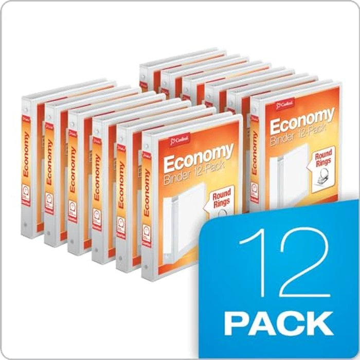 Cardinal 1 Inch 3 Ring Binders, White, 12 Pack, Round Ring Binder, Holds 225 Sheets, PVC Free, Customizable Covers, 2 Pocket View Binders for Office and School Organization by Cardinal - Image 3