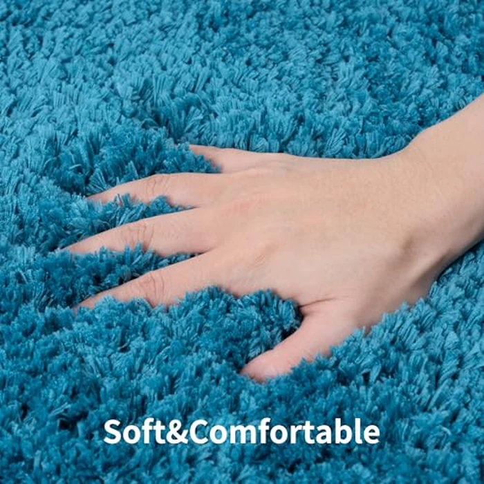 WCBSTT 3 Pieces Luxury Bathroom Rug Set with U-Shaped Toilet Rug, Non-Slip Rubber Bottom, Thick Microfiber Fluffy Plush, Water Absorption, Quick Dry, Ultra Soft, Bath Mats for Bathroom, Tub(Turquoise) by WCBSTT - Image 5