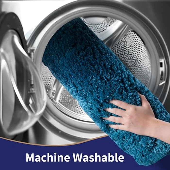 WCBSTT 3 Pieces Luxury Bathroom Rug Set with U-Shaped Toilet Rug, Non-Slip Rubber Bottom, Thick Microfiber Fluffy Plush, Water Absorption, Quick Dry, Ultra Soft, Bath Mats for Bathroom, Tub(Turquoise) by WCBSTT - Image 7