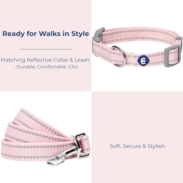 Blueberry Pet Essentials Reflective Dog Collar & Leash Set, Adjustable for Medium Dogs | Safe Walking Gear for Pet Parents, Puppy Training & Daily Use MediumDogs, Baby Pink by Blueberry Pet - Image 2