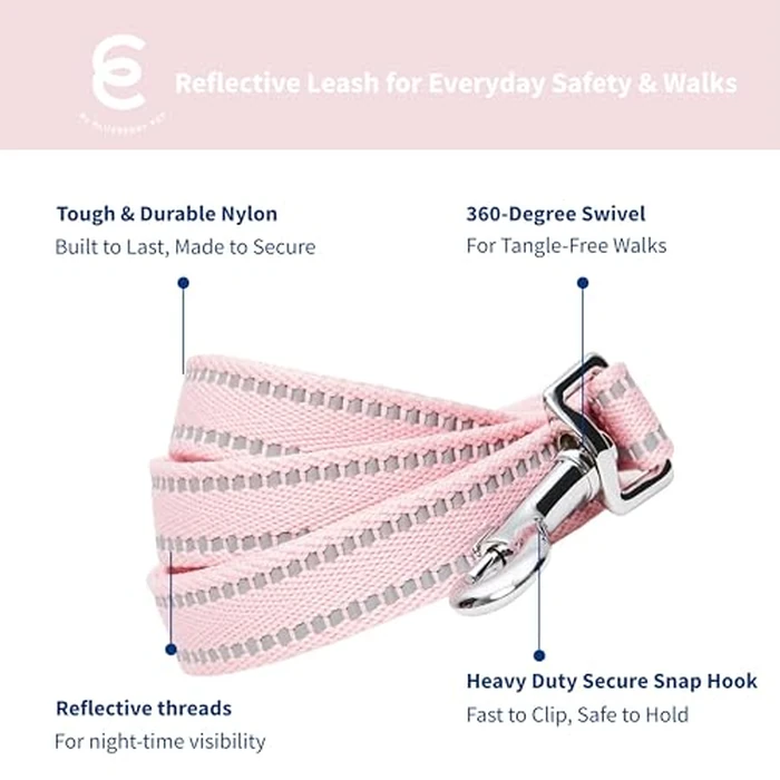 Blueberry Pet Essentials Reflective Dog Collar & Leash Set, Adjustable for Medium Dogs | Safe Walking Gear for Pet Parents, Puppy Training & Daily Use MediumDogs, Baby Pink by Blueberry Pet - Image 4