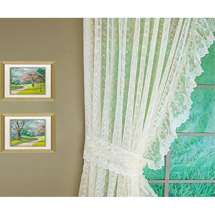 Today's Curtain, Priscilla Lace Bridal Ruffled Pair 63", Ivory, 5-Piece-Set, 130" W x 63" L by Today's Curtain - Image 7