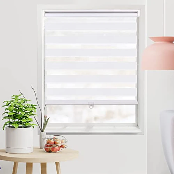 KELIXU Cordless Zebra Blinds for Windows, Dual Layer Zebra Roller Window Shades Free-Stop Blinds Sheer, Day and Night Window Shades for Home, Office, 36" W x 72" H (91 cm W x 183 cm H), White by KELIXU - Used - Like New condition - CA$33.00