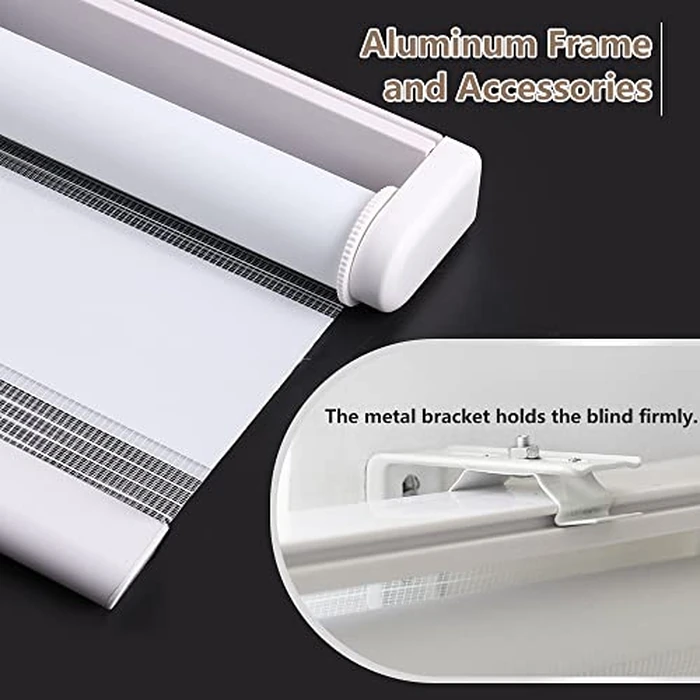 KELIXU Cordless Zebra Blinds for Windows, Dual Layer Zebra Roller Window Shades Free-Stop Blinds Sheer, Day and Night Window Shades for Home, Office, 36" W x 72" H (91 cm W x 183 cm H), White by KELIXU - Image 4