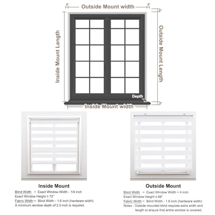 KELIXU Cordless Zebra Blinds for Windows, Dual Layer Zebra Roller Window Shades Free-Stop Blinds Sheer, Day and Night Window Shades for Home, Office, 36" W x 72" H (91 cm W x 183 cm H), White by KELIXU - Image 6