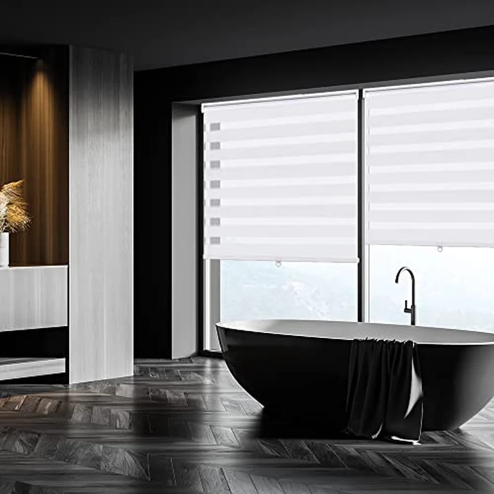 KELIXU Cordless Zebra Blinds for Windows, Dual Layer Zebra Roller Window Shades Free-Stop Blinds Sheer, Day and Night Window Shades for Home, Office, 36" W x 72" H (91 cm W x 183 cm H), White by KELIXU - Image 7