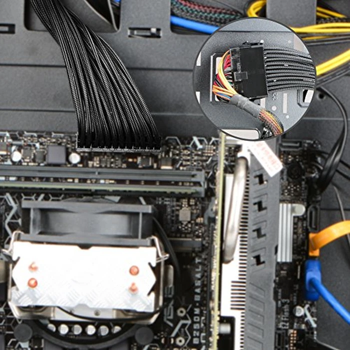 J&D ATX 24 Pin Motherboard Power Supply Sleeved Cable, ATX PSU Extension Wire, 24 Pin Male (4+20) to Female, 12 inch by J&D - Image 6