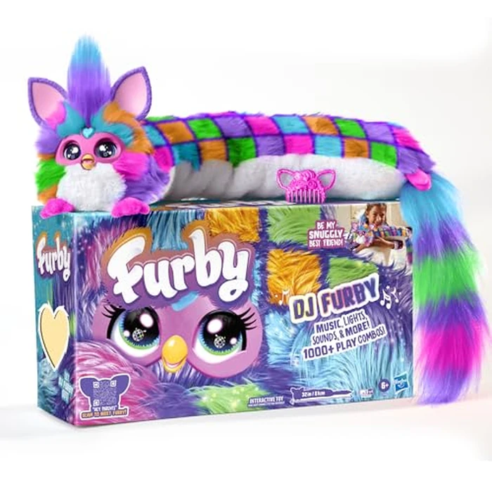 FURBY DJ Interactive Toy, Neon Star, Snuggly Electronic Plush, Music, Lights, Motion, & Games, Speaks English & Furbish, 32 in Long, 6+ Years (Amazon Exclusive) by Furby - Used - Very Good condition