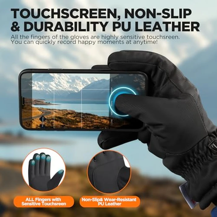 rivmount Winter Gloves with Waterproof, Touchscreen, Warm, Windproof for Women Men, Thermal Snow Glove for Cold Weather Running, Ski, Cycling, Working, Hiking, Driving, Biking, Outdoor (Black L) by rivmount - Image 3