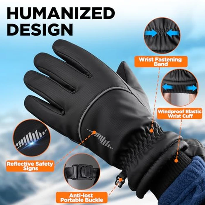 rivmount Winter Gloves with Waterproof, Touchscreen, Warm, Windproof for Women Men, Thermal Snow Glove for Cold Weather Running, Ski, Cycling, Working, Hiking, Driving, Biking, Outdoor (Black L) by rivmount - Image 4