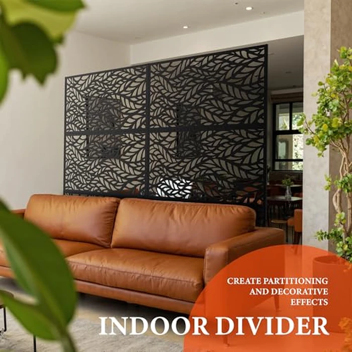 GarveeLife Metal Privacy Screen 72" h x 47" w, Outdoor Privacy Screens and Panels, Freestanding Decorative Fence for Patio Lawn Garden Deck Balcony, 3-Panel with Stand for Outdoor & Indoor Use by GarveeLife - Image 6