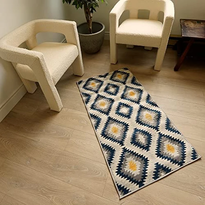 Rug Branch Nava 2' x 4' (2'3" x 3'7") Beige/Grey Boho Indoor Doormat Rug, Contemporary, Medium Pile, Stain-Resistant Entry Carpet - Front Door, Mudroom, Hallway and Kitchen by Rug Branch - Image 1