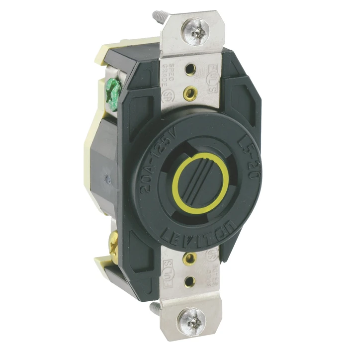 Leviton Flush Mounting Grounding Locking Receptacle, 20 Amp, 125 Volt, Industrial Grade, Grounding, V-0-MAX, 2310, Black by Leviton - Used - Very Good condition - CA$11.31