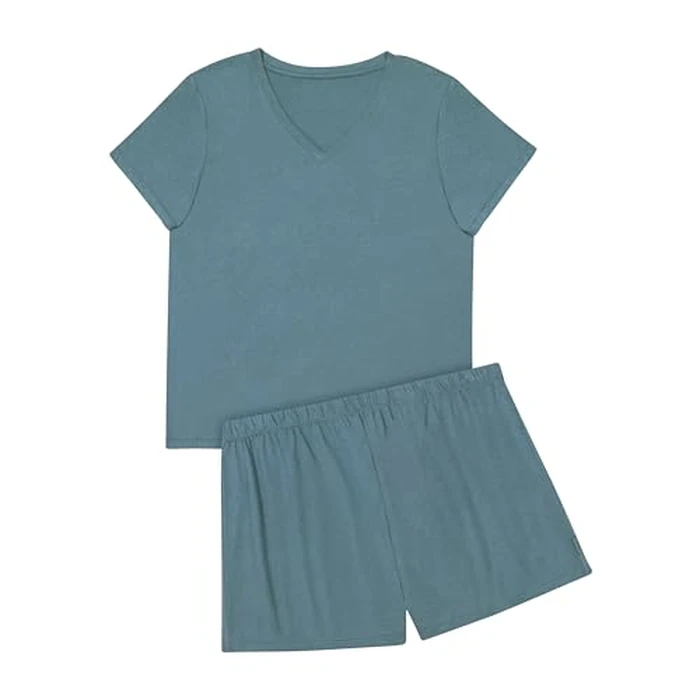 Hanes Women's Originals 2-Piece Lounge Set, Supersoft V-Neck Tee & Sleep Shorts Loungewear Set by Hanes - Image 3