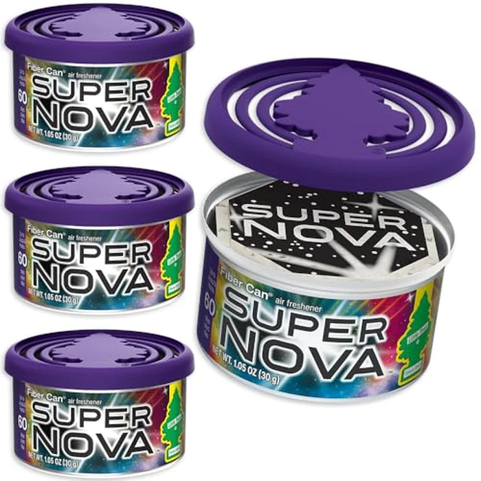 LITTLE TREES Car Air Freshener | Fiber Can Provides Long Lasting Scent for Auto or Home | Recycled Fiber | Supernova, 4 Air Fresheners by LITTLE TREES - Used - Like New condition