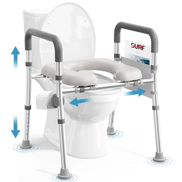 Soundfuse Toilet Seat Riser for Seniors, FSA HSA Eligible Raised Toilet Seat with Handles, Adjustable Height & Width, 400lb Handicap Elevated Toilet Seat, Fit Any Toilet by soundfuse - Used - Like New condition