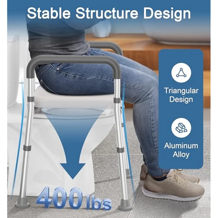 Soundfuse Toilet Seat Riser for Seniors, FSA HSA Eligible Raised Toilet Seat with Handles, Adjustable Height & Width, 400lb Handicap Elevated Toilet Seat, Fit Any Toilet by soundfuse - Image 2