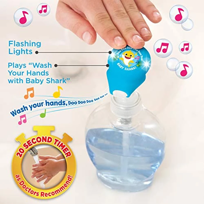 Baby Shark Musical Soap Pump Topper and Timer for Kids Hand Washing, Blue, 2 Pack by Ginsey - Image 6