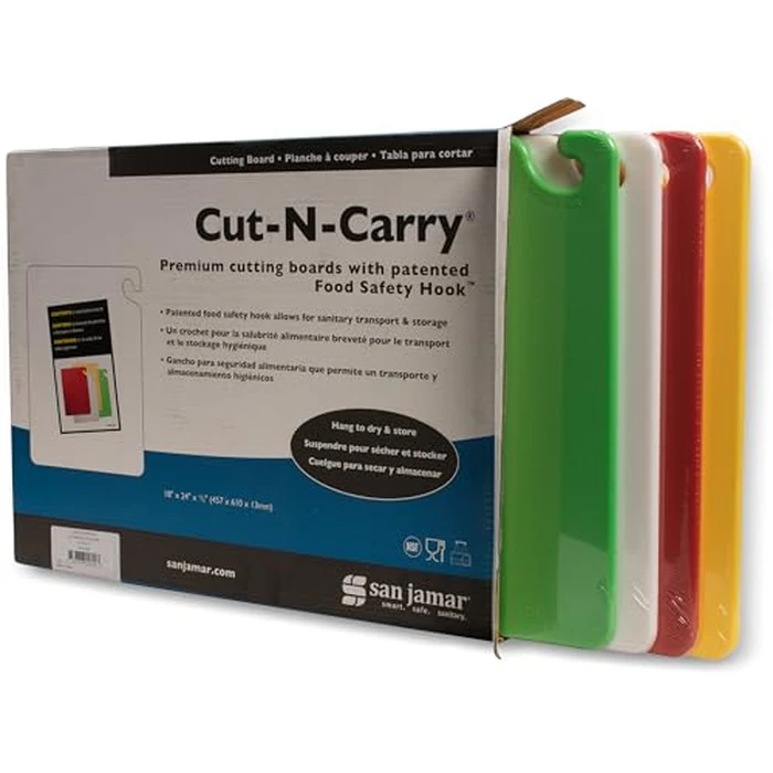 San Jamar Cut-N-Carry Plastic Cutting Board, Chopping Board, Cut Board Pro with Safety Hook for Kitchen, 18 X 24 X 0.5 Inches, Assorted by San Jamar - Image 5
