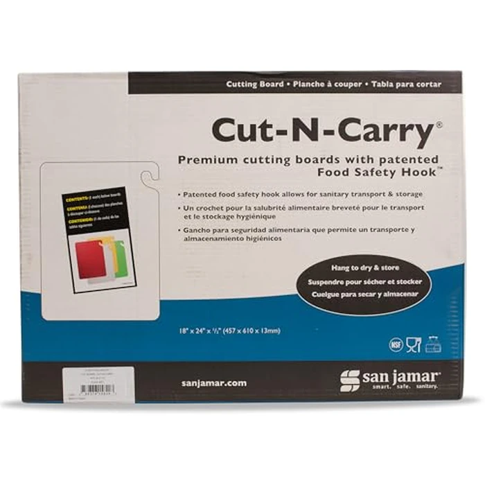 San Jamar Cut-N-Carry Plastic Cutting Board, Chopping Board, Cut Board Pro with Safety Hook for Kitchen, 18 X 24 X 0.5 Inches, Assorted by San Jamar - Image 6