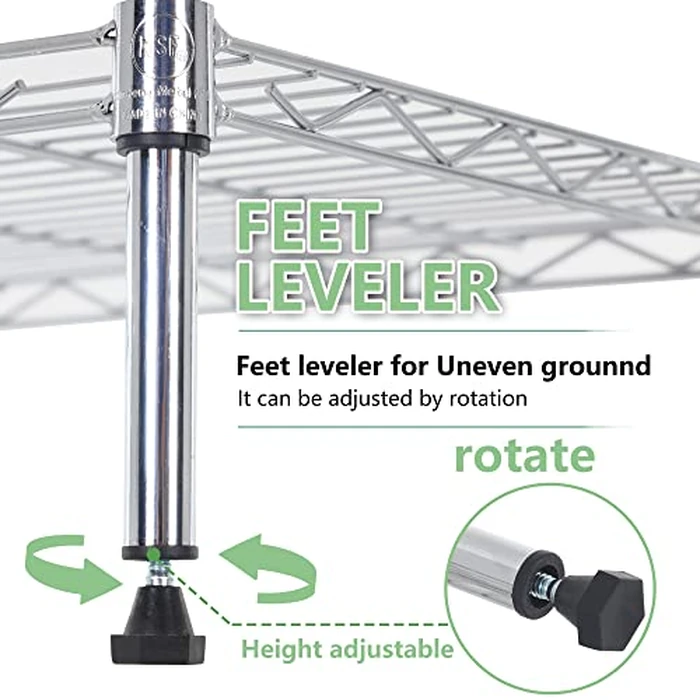 FDW 14" Dx24" Wx60" H Wire Shelving Unit Metal Commercial Shelf with 5 Tier Layer Rack Strong Steel for Restaurant Garage Pantry Kitchen Garage,Chrome by FDW - Image 4