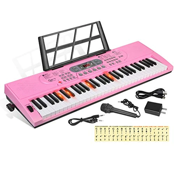 Hricane Keyboard Piano Lighted Keys for Beginner Adults Teens Kids, 61 Key Electronic Music Keyboard with Teaching Modes Powered by USB or Battery with LCD Display Microphone Headphone Jack by Hricane - Used - Like New condition - US$52.41